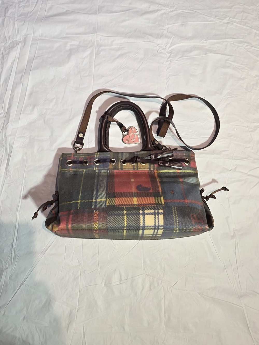 Dooney&Bourke Plaid Medium Tassel Tote
